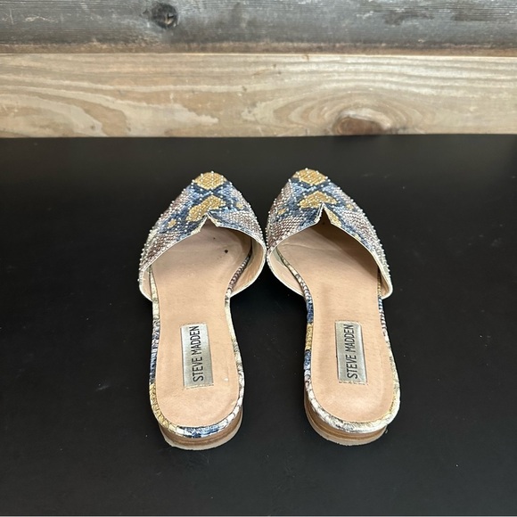Steve Madden Size 8.5 Trace -B Leather Pointed Toe Mules Snake Animal Print - Picture 3 of 10